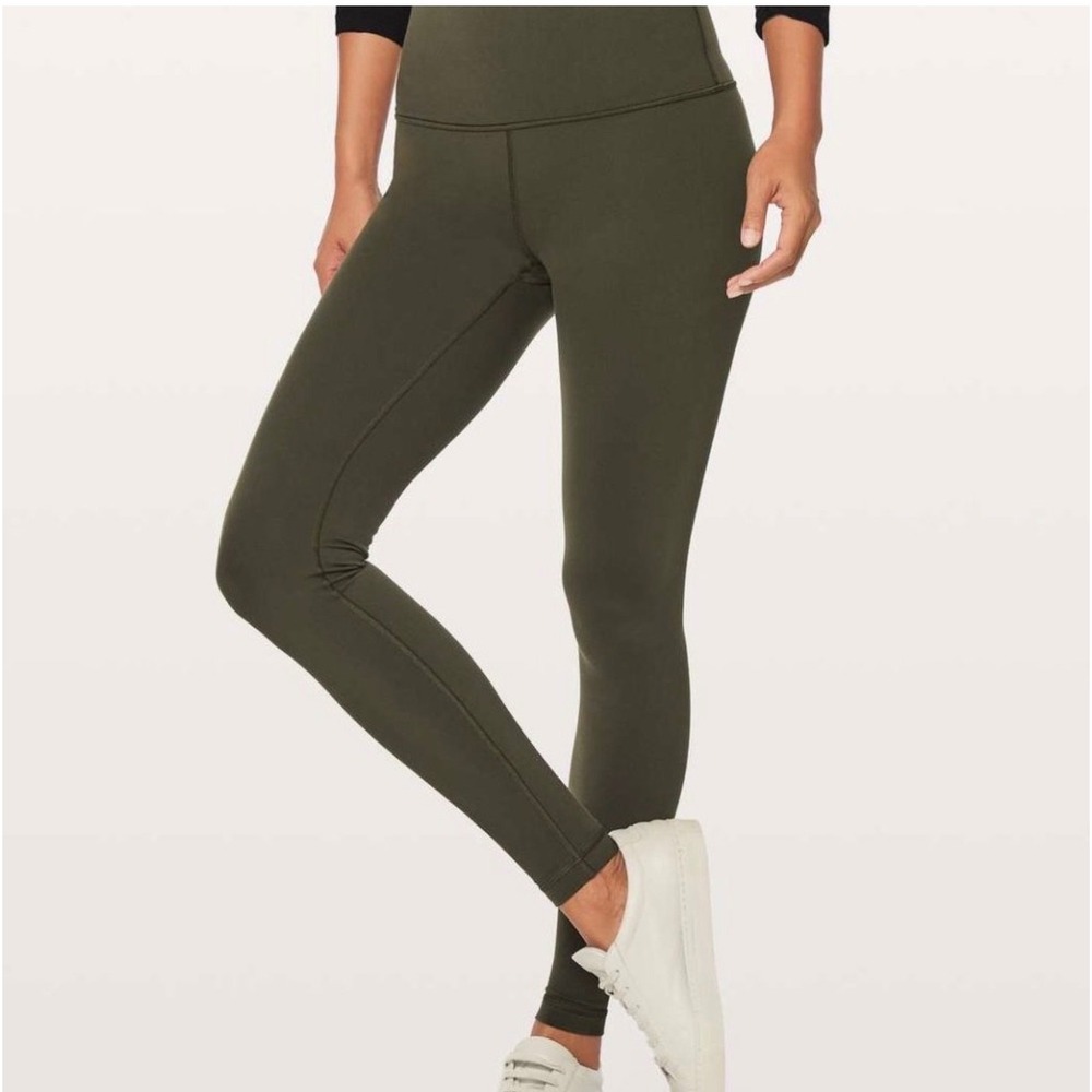 Lululemon Wunder Under High Rise Tight 28" dark olive 2 active athletic running